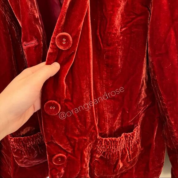 Vintage JM Collection Red Berry Velvet Velour Soft Comfy Blazer Jacket 14 - Picture 12 of 15